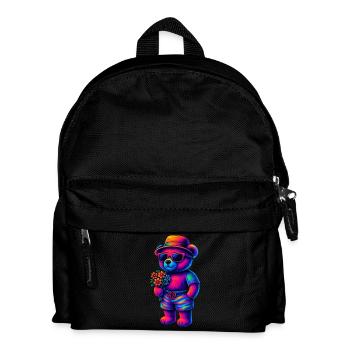 Ours en peluche de couleur néon au look plage - Sac à dos Enfant - noir - Devant