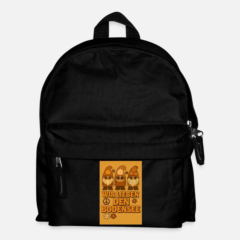 Wir lieben den Bodensee - Hippie - 70er - Kinder Rucksack - Schwarz