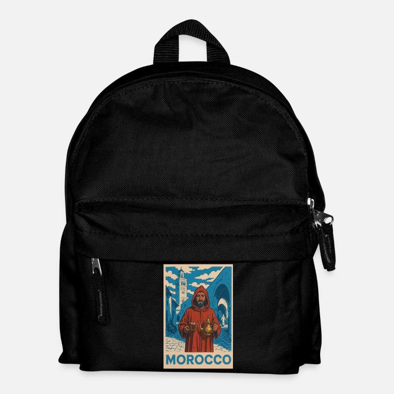 Motif traditionnel marocain avec tradition du thé - Sac à dos Enfant - noir