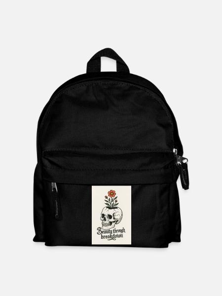 Floral Skull Artistic Design - Kids' Backpack - black