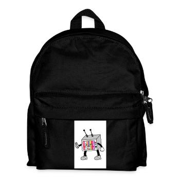 Bunter TV-Roboter - Kinder Rucksack - Schwarz - Vorne