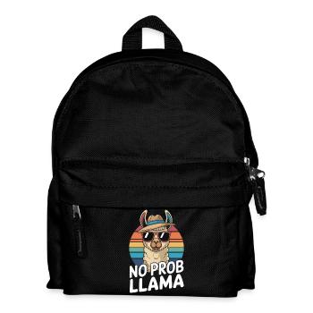 No Prob Lama Retro Sunburst Design - Kinder Rucksack - Schwarz - Vorne