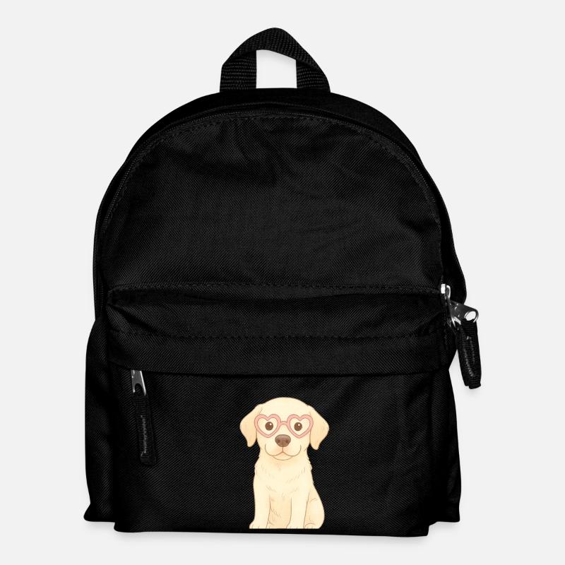 Verspielter Hund mit Herzbrille - Kinder Rucksack - Schwarz