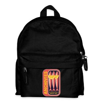 Retro Can Label Anchovy Art - Kids' Backpack - black - Front