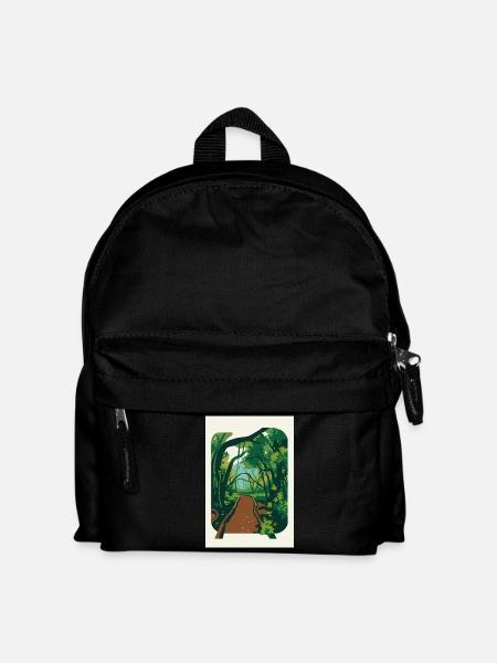 Verwunschener_Waldweg_im_Nebel - Kinder Rucksack - Schwarz