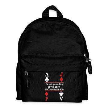 Poker Saying Card Motif - Kids' Backpack - black - Front