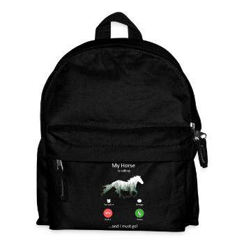 My_Horse ruft und ich muss gehen, lustiges Pferd - Kinder Rucksack - Schwarz - Vorne