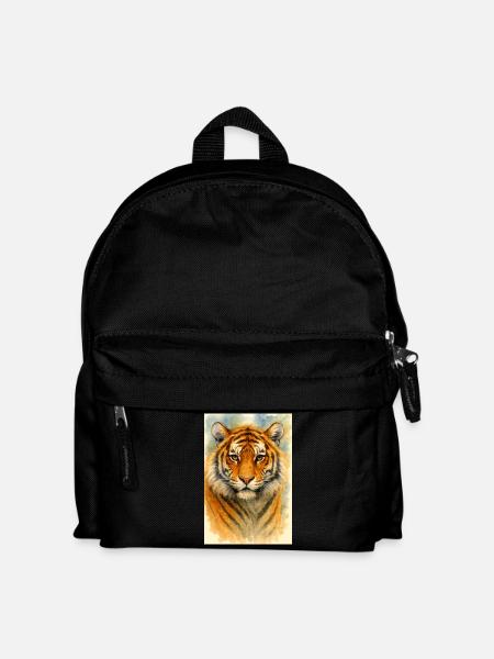 Aquarell Tiger Porträt - Kinder Rucksack - Schwarz
