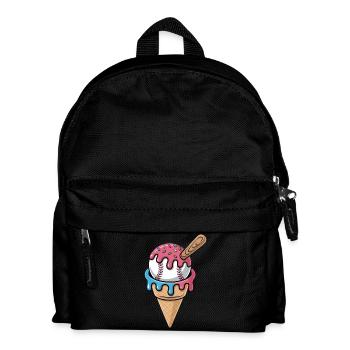 Baseball Eiscreme Waffel Mit Schlaeger Streuseln - Kinder Rucksack - Schwarz - Vorne