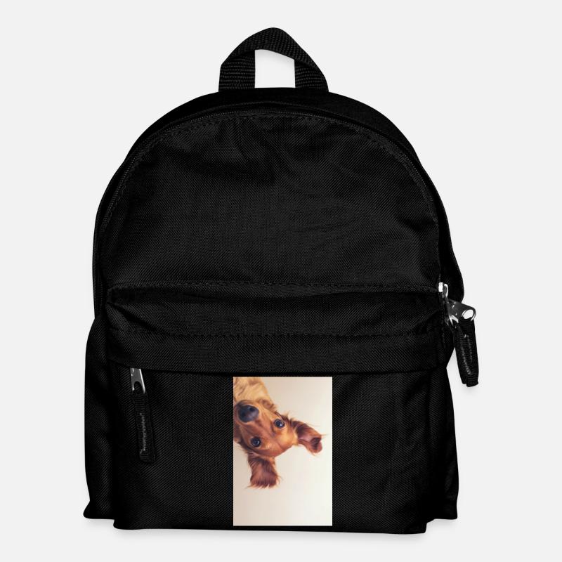 Curious Pup Portrait - Kids' Backpack - black