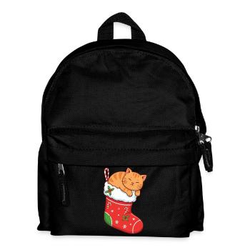 Kuschelkater im festlichen Stiefel - Kinder Rucksack - Schwarz - Vorne
