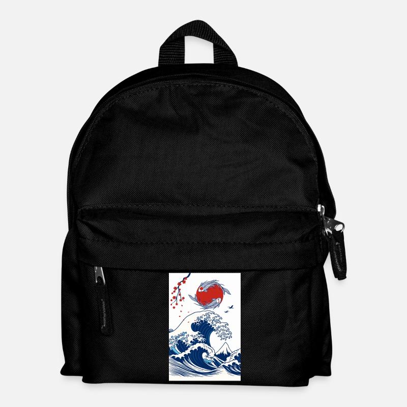Koi und Welle in der Sonne - Kinder Rucksack - Schwarz