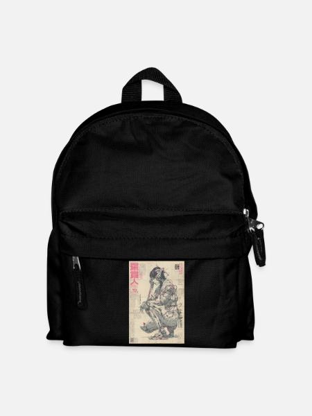 Mecha Ukiyoe Neon-Druck - Kinder Rucksack - Schwarz