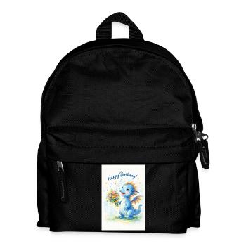 Blue Dragon with Bouquet of Flowers - Kids' Backpack - black - Front