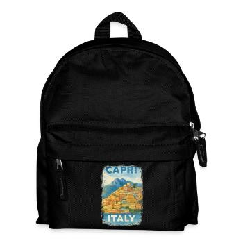 Capri Italie – Aquarelle Avis de voyage Méditerranée - Sac à dos Enfant - noir - Devant