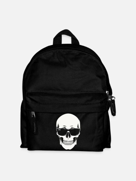 Skeleton with sunglasses in black and white vector - Kids' Backpack - black