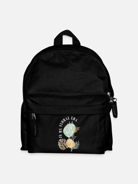 Florale Ära: Linienblumen - Kinder Rucksack - Schwarz