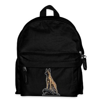 Belgian Shepherd Malinois Dog on Rock Portrait - Kids' Backpack - black - Front