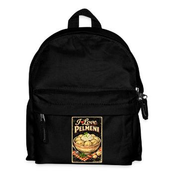 Retro I Love Pelmeni – Russische Teigtaschen Style - Kinder Rucksack - Schwarz - Vorne