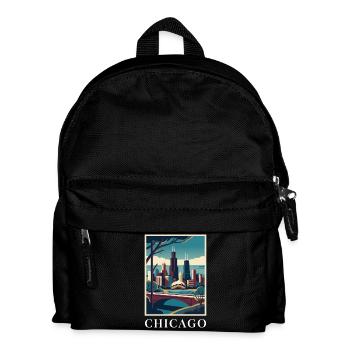 Chicago Illinois Poster Skyline Deco Vista - Kinder Rucksack - Schwarz - Vorne