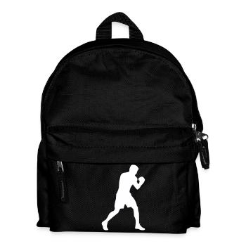 Boxer-Silhouette in Bewegung - Kinder Rucksack - Schwarz - Vorne