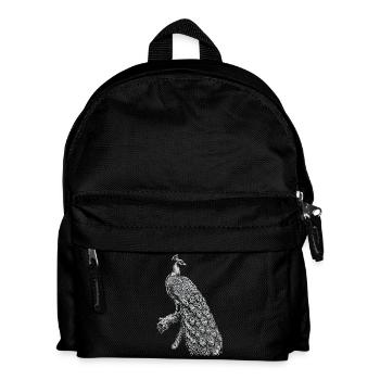 Dentelle paon sur fond noir - Sac à dos Enfant - noir - Devant