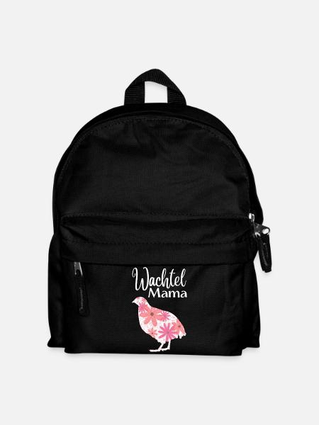 Wachtel Mama | Florales Wachtel Design - Kinder Rucksack - Schwarz