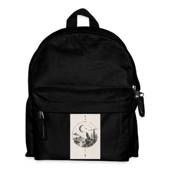 Moon wolf on the rocky summit - Kids' Backpack - black - Front
