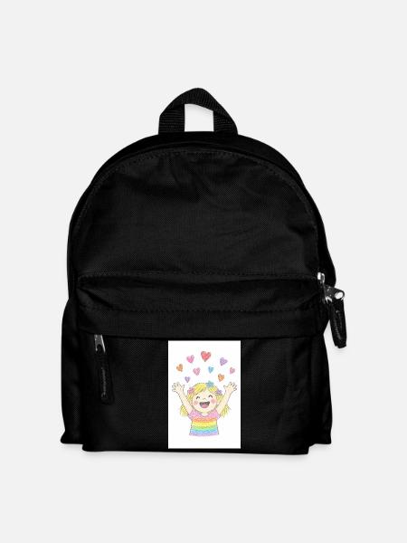 Cheerful girl sprinkles hearts - Kids' Backpack - black