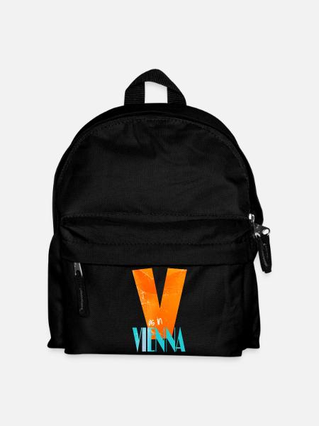 V for Vienna in retro style - Kids' Backpack - black
