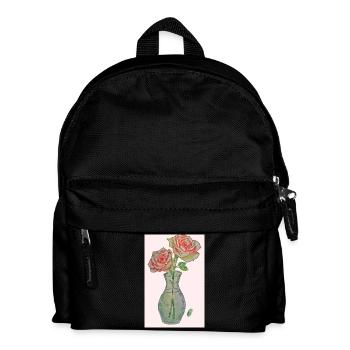 2 red pink roses - Kids' Backpack - black - Front