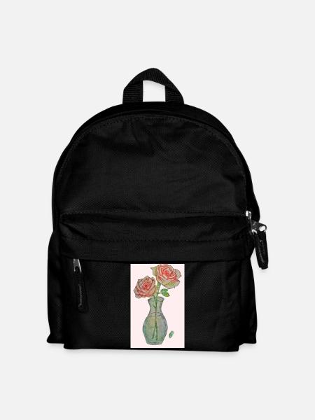 2 red pink roses - Kids' Backpack - black