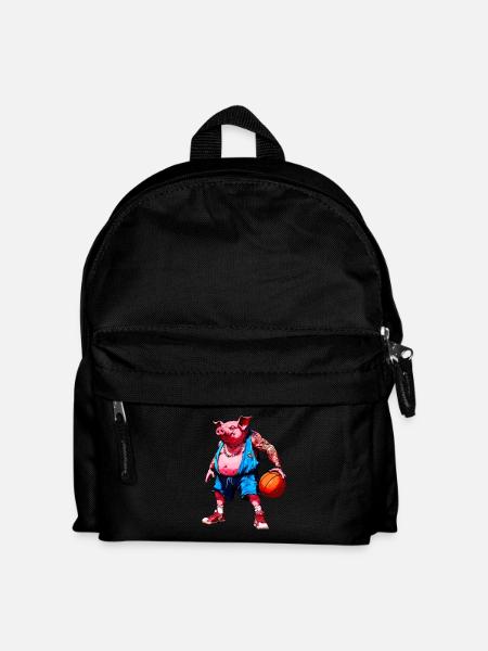 Schwein Basketball - Kinder Rucksack - Schwarz