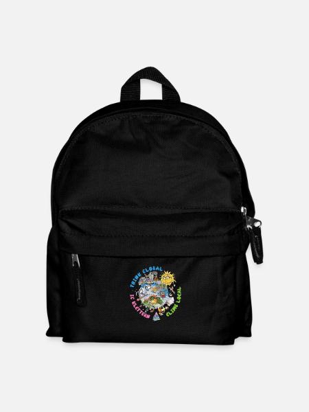 Think Global Climb Local Bright Background - Kids' Backpack - black
