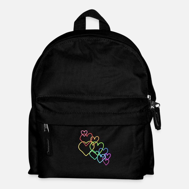 bunte Herzen Valentinstag - Kinder Rucksack - Schwarz