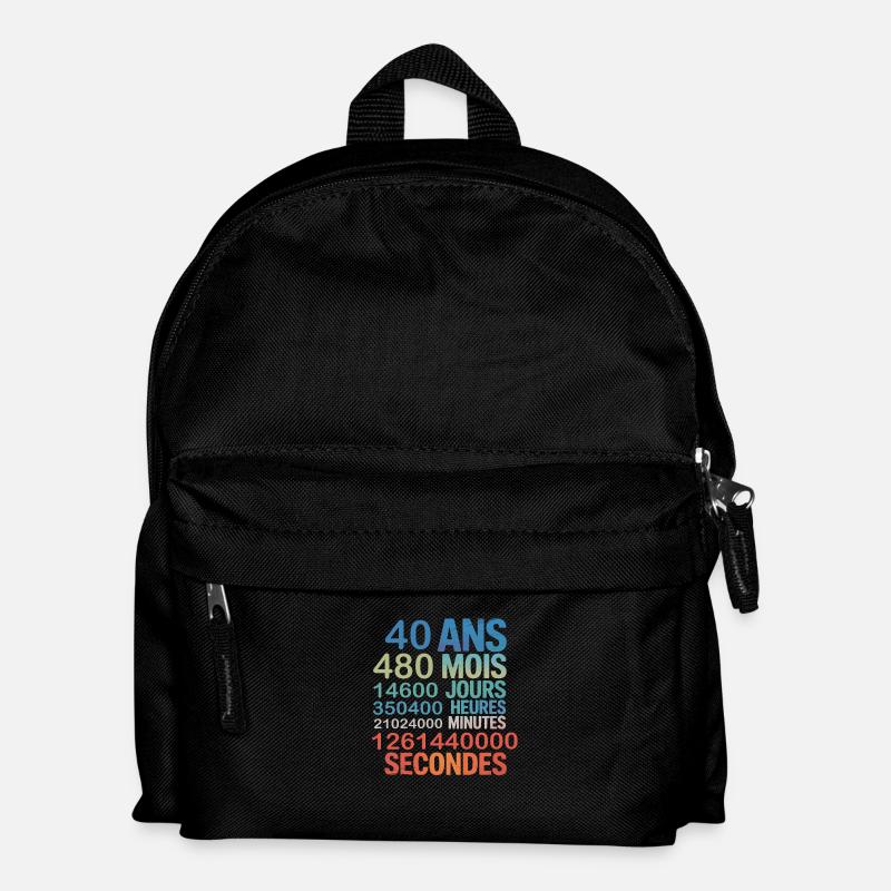 40 Ans – 480 Mois, 14600 Jours...Secondes - Kinder Rucksack - Schwarz