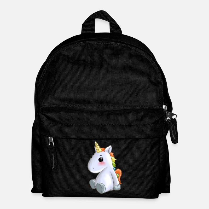cute unicorn colorful mane - Kids' Backpack - black