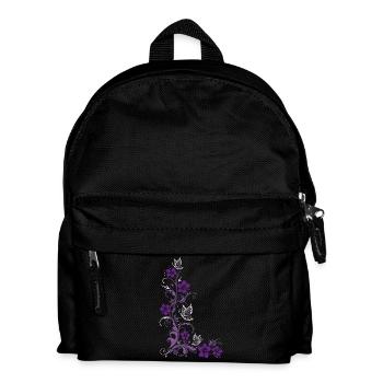 Hibiscus fleurs et papillons - Sac à dos Enfant - noir - Devant