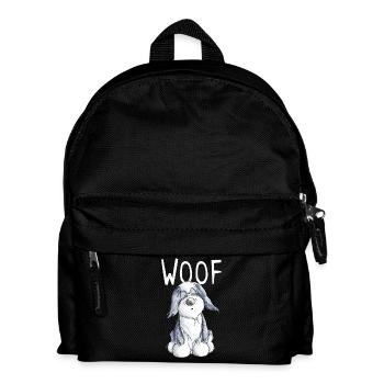 Woof Bearded Collie - Beardie - Geschenk - Comic - Kinder Rucksack - Schwarz - Vorne
