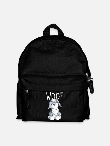 Woof Bearded Collie - Beardie - Geschenk - Comic - Kinder Rucksack - Schwarz