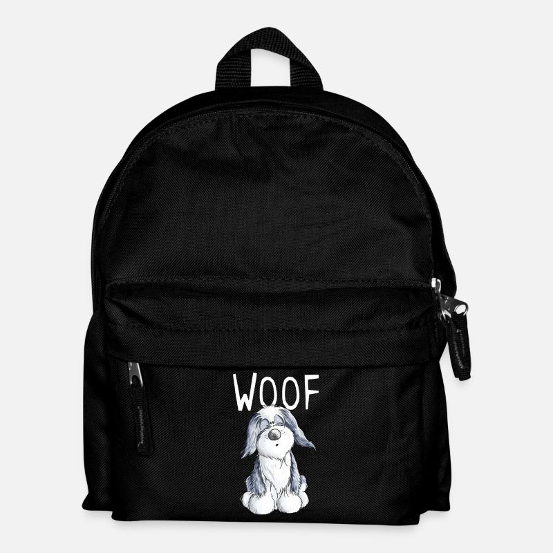 Woof Bearded Collie - Beardie - Geschenk - Comic - Kinder Rucksack - Schwarz