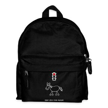 über färt rote Ampel, Autofahrer, Raser, Pferd - Kinder Rucksack - Schwarz - Vorne
