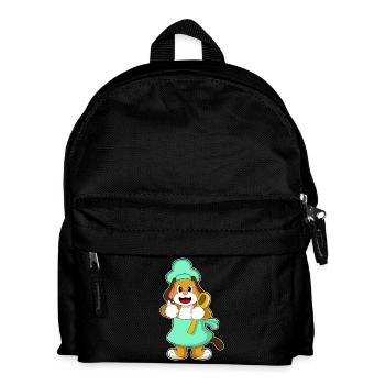 Hund Koch Kochlöffel Kochen - Kinder Rucksack - Schwarz - Vorne