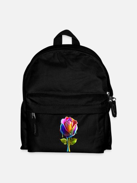 Une rose avec des couleurs dégradées audacieuses 3D - Sac à dos Enfant - noir
