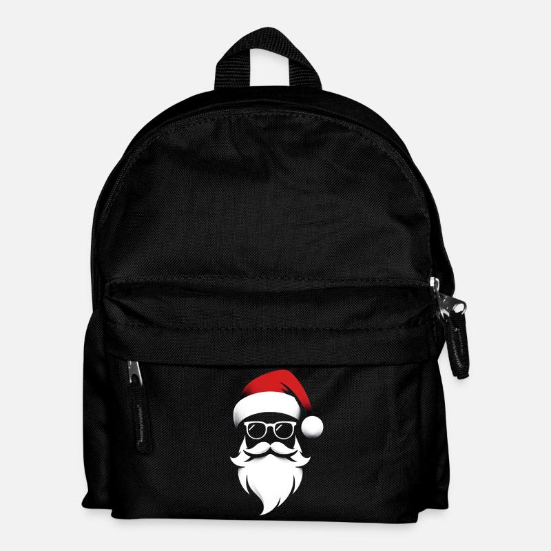 Weihnachtsmann Kopf Portrait Maske - Kinder Rucksack - Schwarz