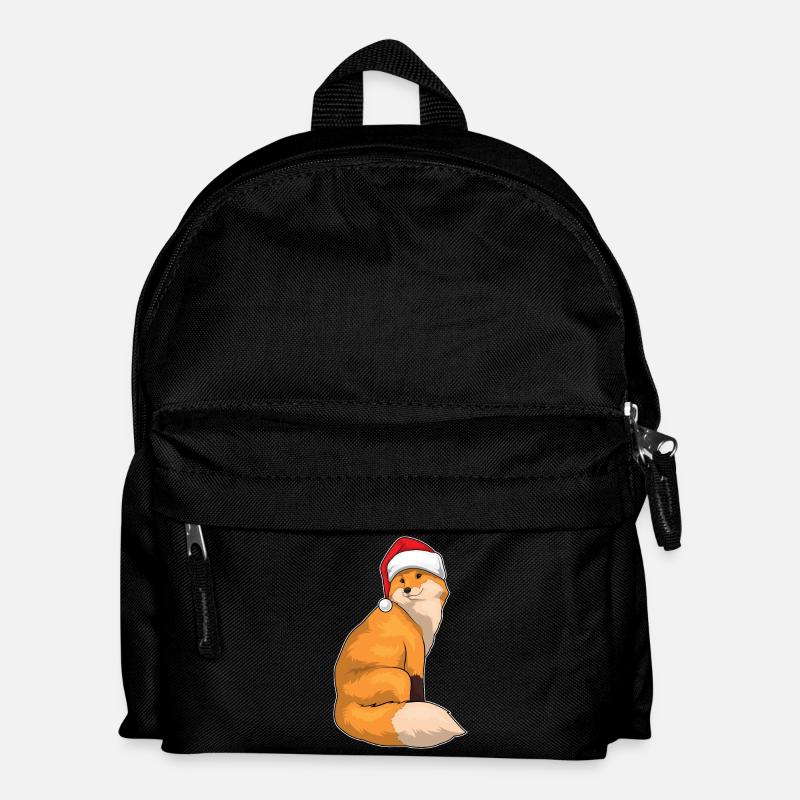 Fuchs Weihnachten Weihnachtsmütze - Kinder Rucksack - Schwarz
