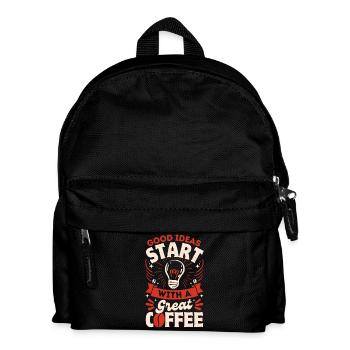 Gute Ideen beginnen mit einem guten Kaffee - Rot - Kinder Rucksack - Schwarz - Vorne