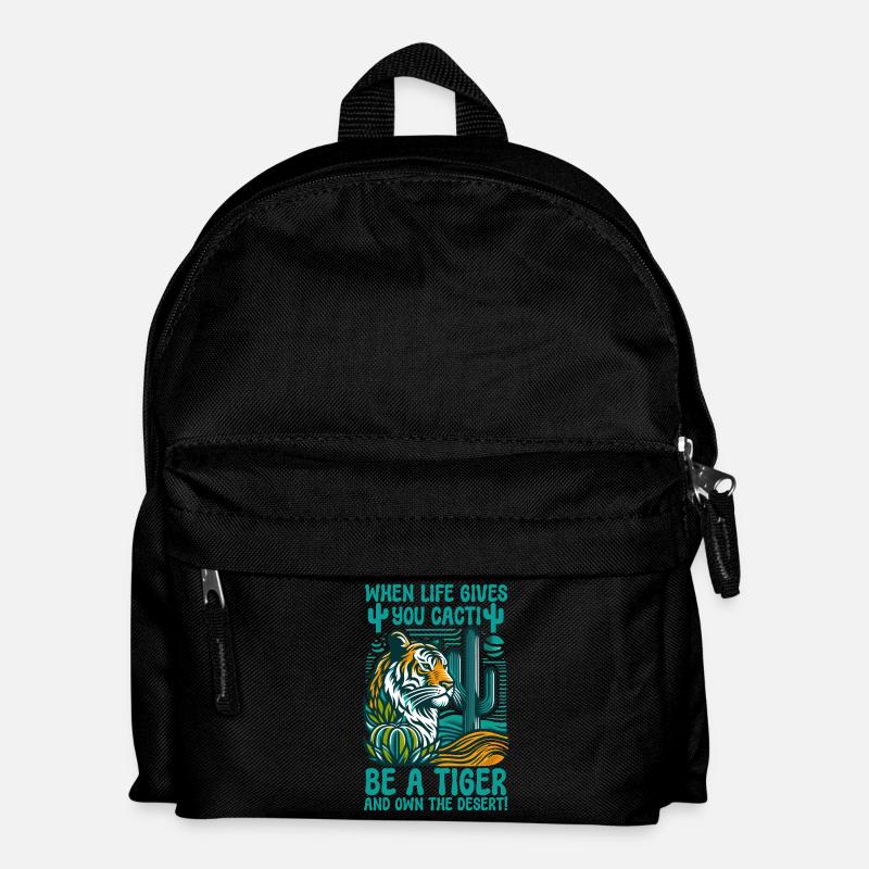 When Life Gives You Cacti, Be A Tiger - Kids' Backpack - black