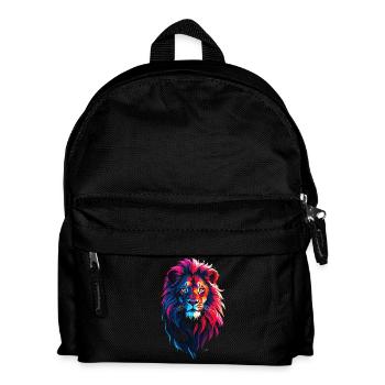 Lion rouge et bleu - Sac à dos Enfant - noir - Devant