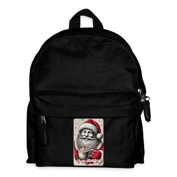 Fröhlicher Weihnachtsmann mit heißem Kakao - Kinder Rucksack - Schwarz - Vorne